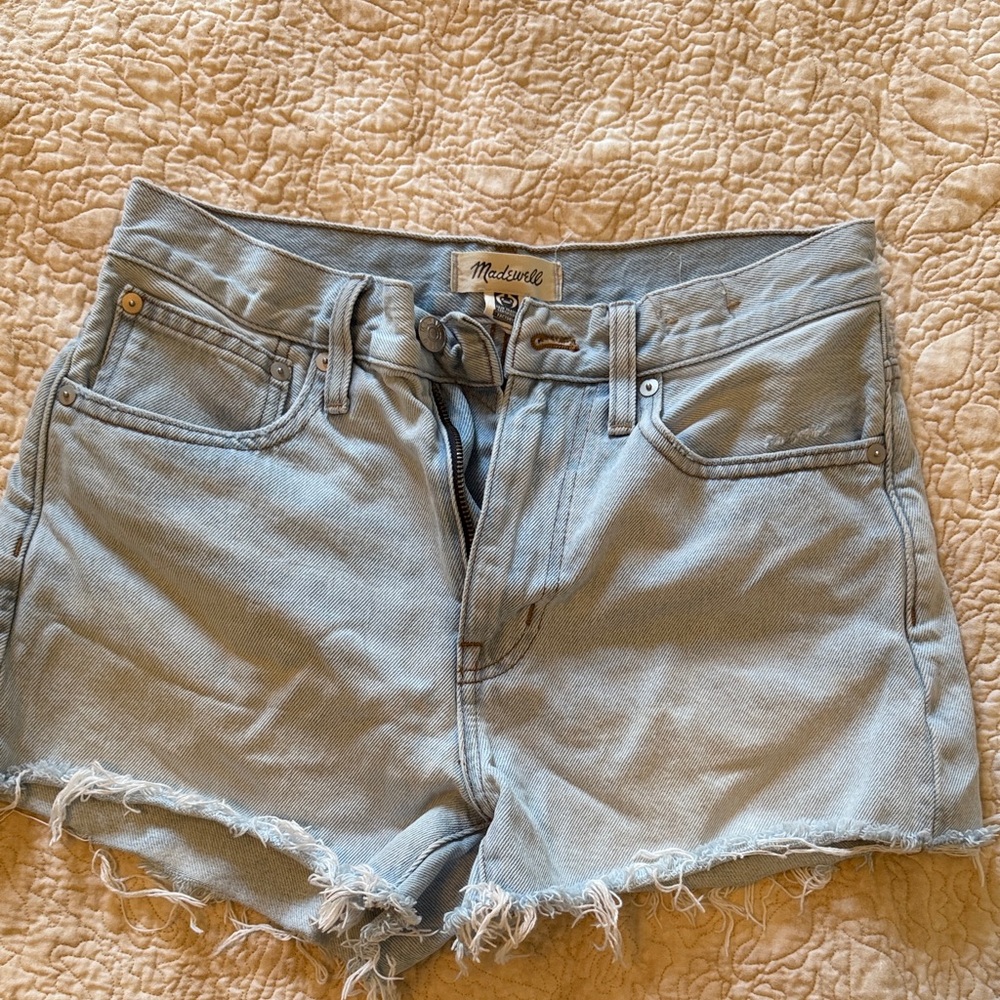 Madewell Sky Blue Distressed Jean Shorts